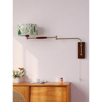 Patterned Fabric Drum Swing-Arm Wall Sconce