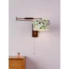 Patterned Fabric Drum Swing-Arm Wall Sconce