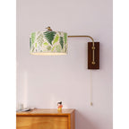 Patterned Fabric Drum Swing-Arm Wall Sconce