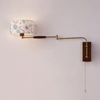 Patterned Fabric Drum Swing-Arm Wall Sconce