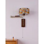 Patterned Fabric Drum Swing-Arm Wall Sconce