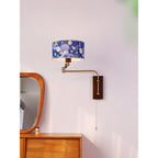 Patterned Fabric Drum Swing-Arm Wall Sconce