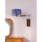 Patterned Fabric Drum Swing-Arm Wall Sconce