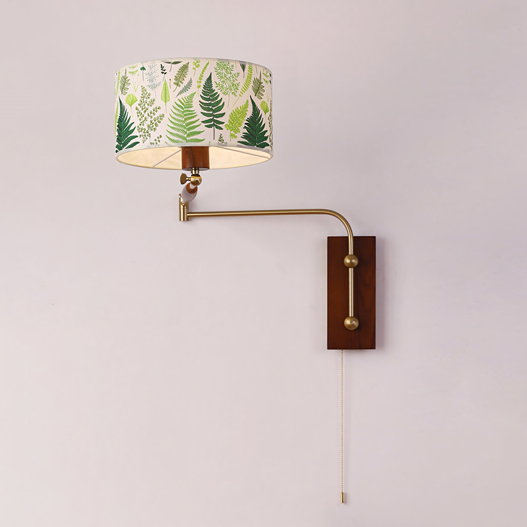 Patterned Fabric Drum Swing-Arm Wall Sconce