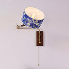 Patterned Fabric Drum Swing-Arm Wall Sconce