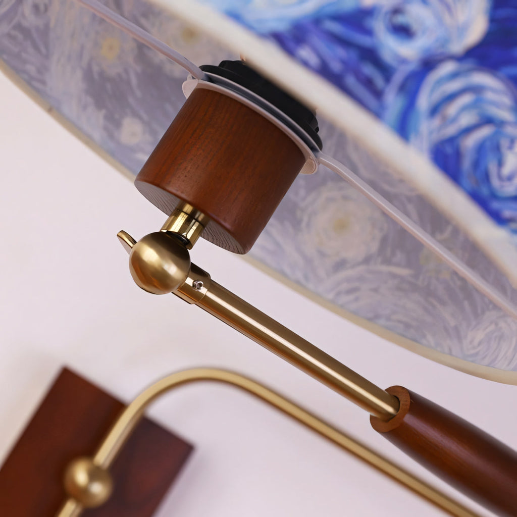 Patterned Fabric Drum Swing-Arm Wall Sconce