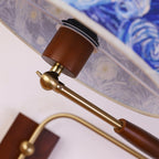 Patterned Fabric Drum Swing-Arm Wall Sconce