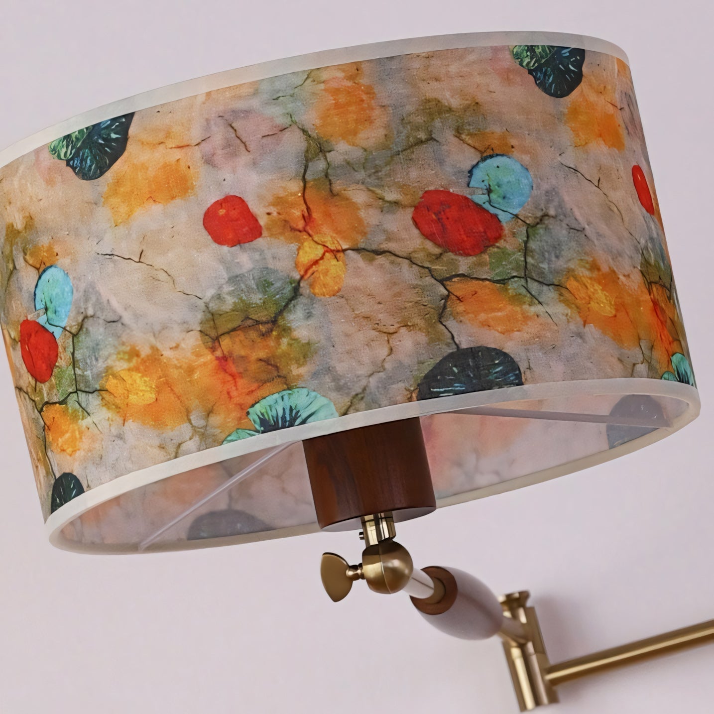 Patterned Fabric Drum Swing-Arm Wall Sconce