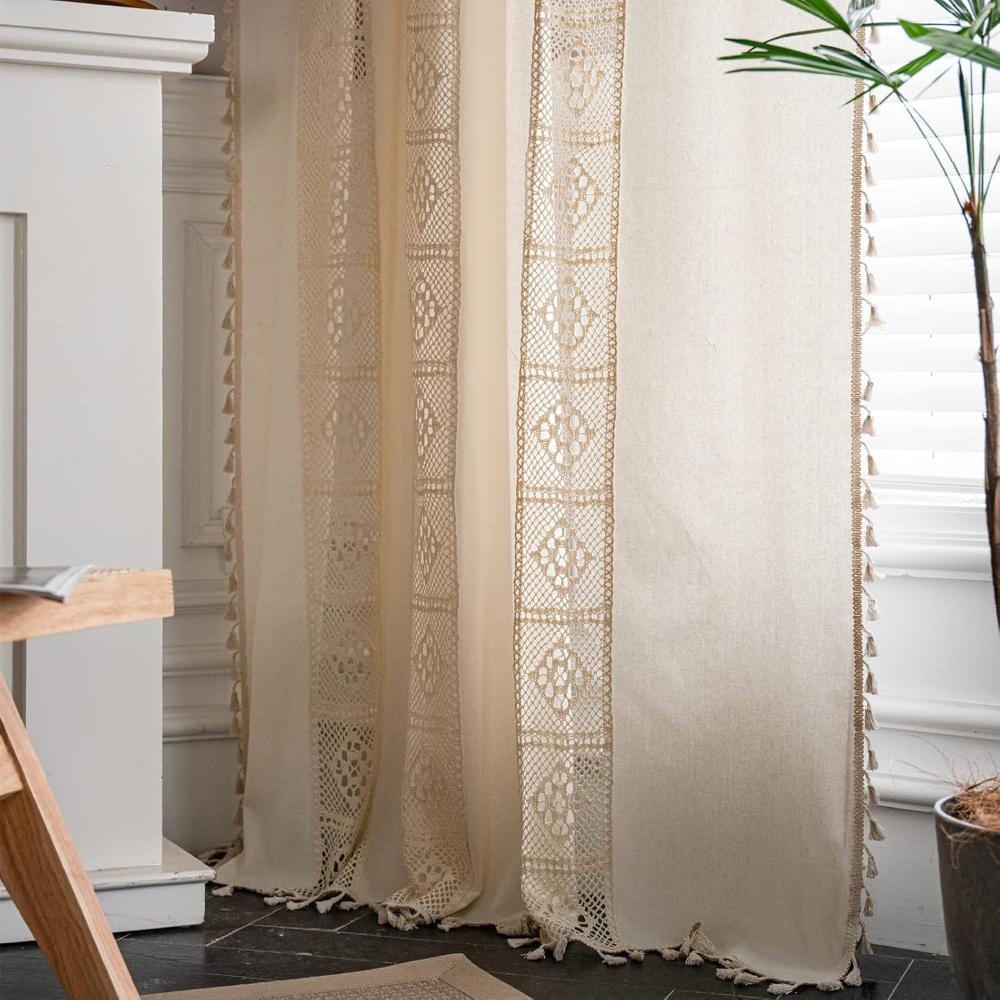 LinoBoho: Curtains in Boho Style – Semi-Transparent and Decorative for Living Rooms