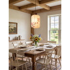 Fabric Lantern Pendant Lamp with Botanical Motif