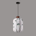 Fabric Lantern Pendant Lamp with Botanical Motif