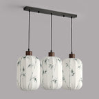Fabric Lantern Pendant Lamp with Botanical Motif