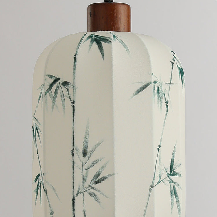 Fabric Lantern Pendant Lamp with Botanical Motif