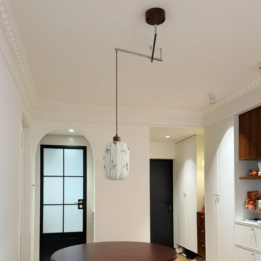 Fabric Shade Swing-Arm Pendant Lamp