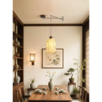 Fabric Shade Swing-Arm Pendant Lamp