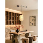 Fabric Shade Swing-Arm Pendant Lamp