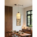 Fabric Shade Swing-Arm Pendant Lamp