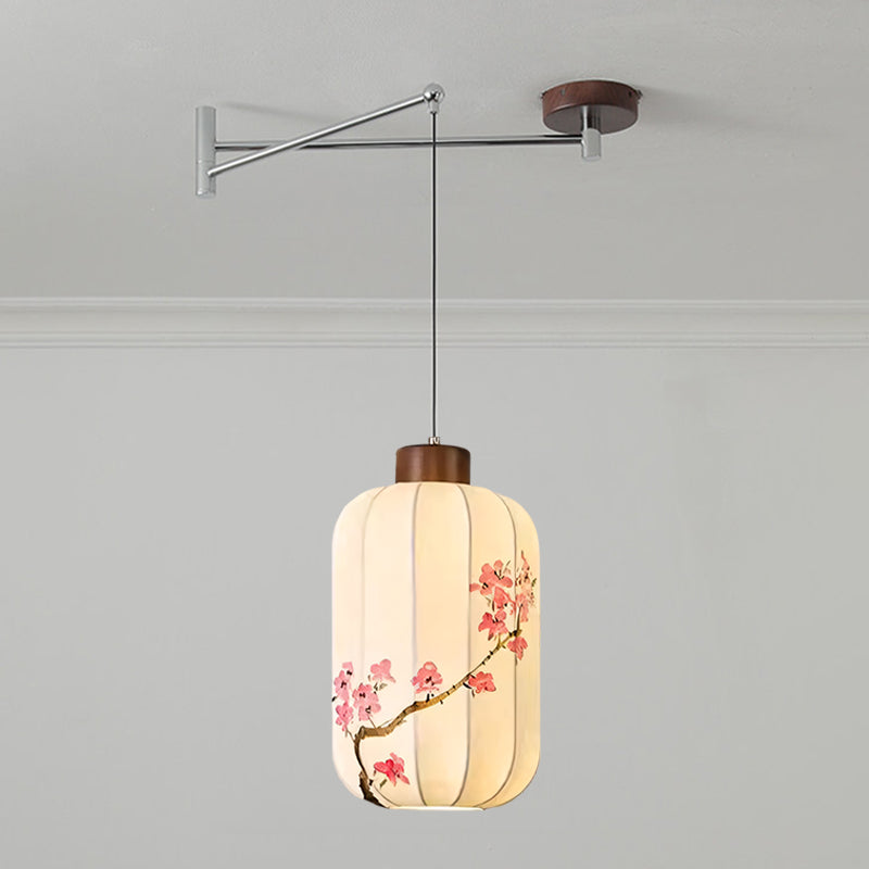 Fabric Shade Swing-Arm Pendant Lamp
