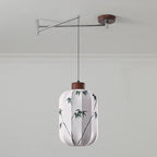 Fabric Shade Swing-Arm Pendant Lamp