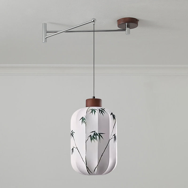 Fabric Shade Swing-Arm Pendant Lamp