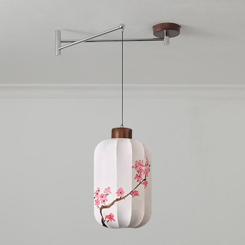 Fabric Shade Swing-Arm Pendant Lamp