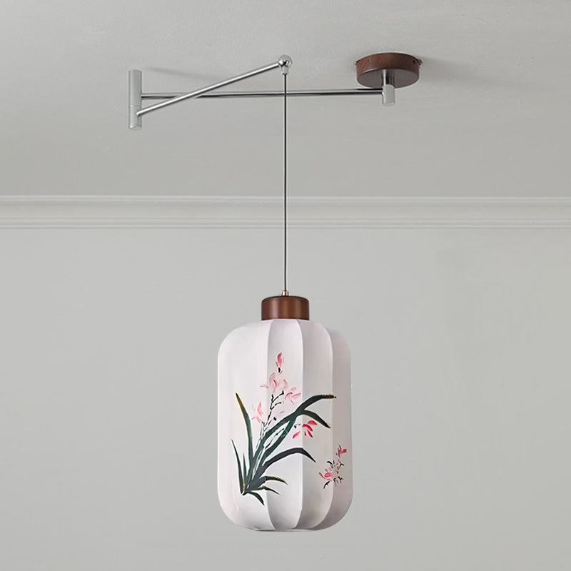 Fabric Shade Swing-Arm Pendant Lamp