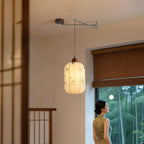 Fabric Shade Swing-Arm Pendant Lamp