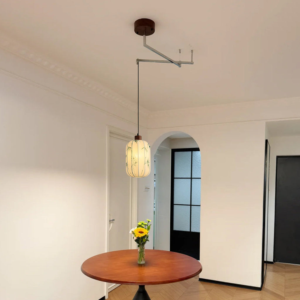 Fabric Shade Swing-Arm Pendant Lamp