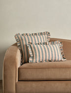 Amara Ruffle Pillow | Linen, Striped Design
