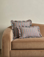 Amara Ruffle Pillow | Linen, Striped Design