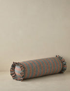 Bello Linen Bolster Pillow | Striped Design, Ruffled Ends