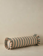 Bello Linen Bolster Pillow | Striped Design, Ruffled Ends