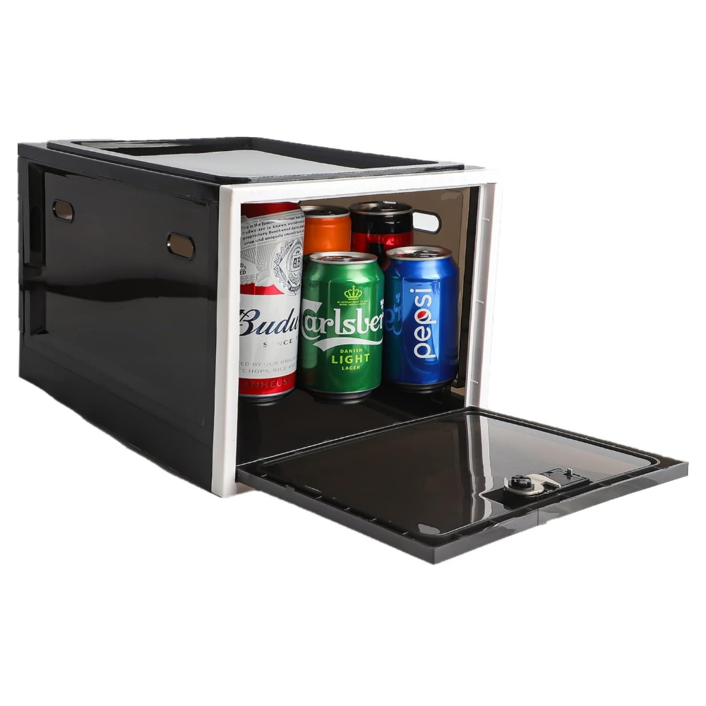 Lockable Refrigerator Storage Bin, Combination Lock, Clear Design, Ventilated Storage