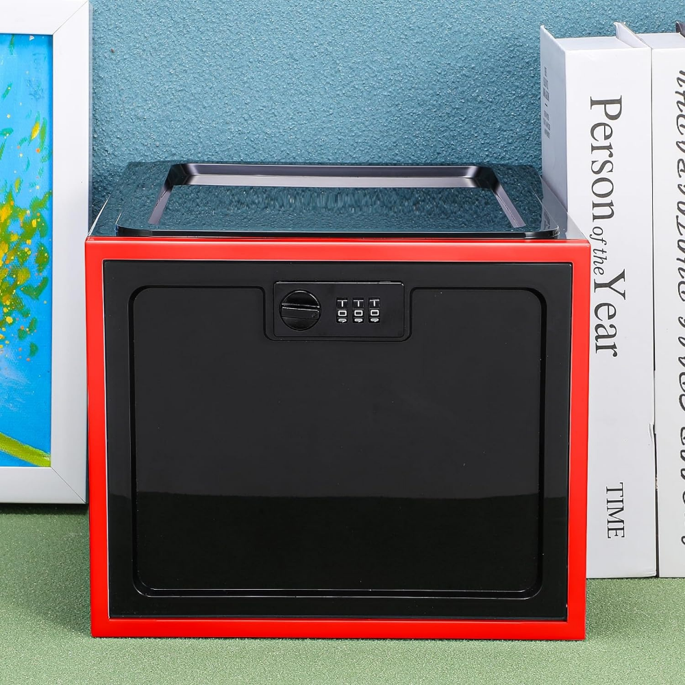 Lockable Refrigerator Storage Bin, Combination Lock, Clear Design, Ventilated Storage