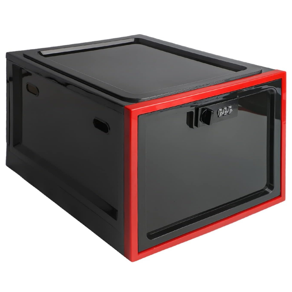 Lockable Refrigerator Storage Bin, Combination Lock, Clear Design, Ventilated Storage