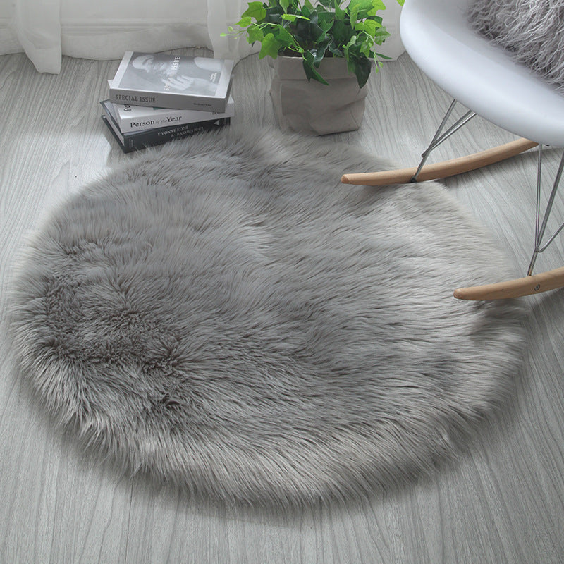 Round Plush Carpet Soft Polyester Fiber Nordic Style Machine Washable