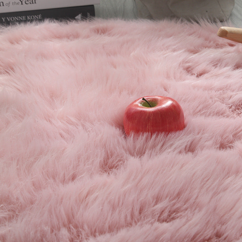 Round Plush Carpet Soft Polyester Fiber Nordic Style Machine Washable