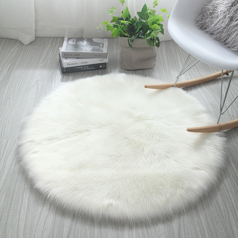Round Plush Carpet Soft Polyester Fiber Nordic Style Machine Washable