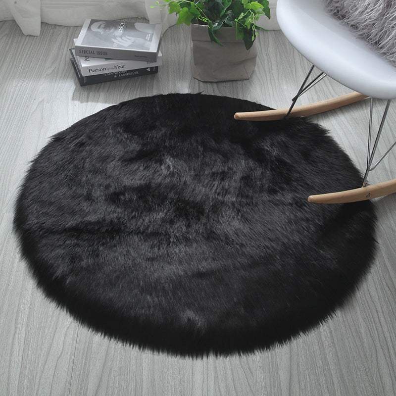 Round Plush Carpet Soft Polyester Fiber Nordic Style Machine Washable