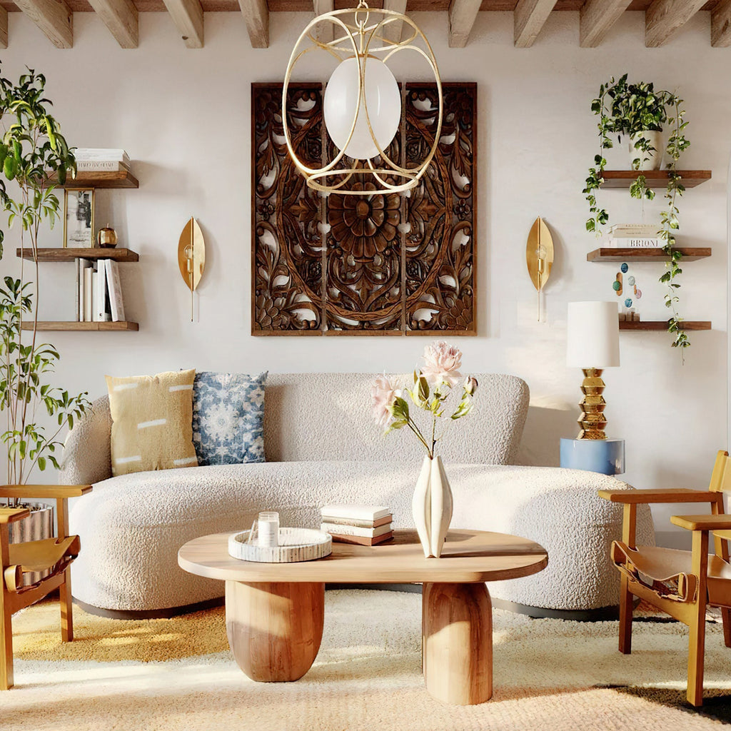Brass Leaf Exposed-Bulb Wall Sconce