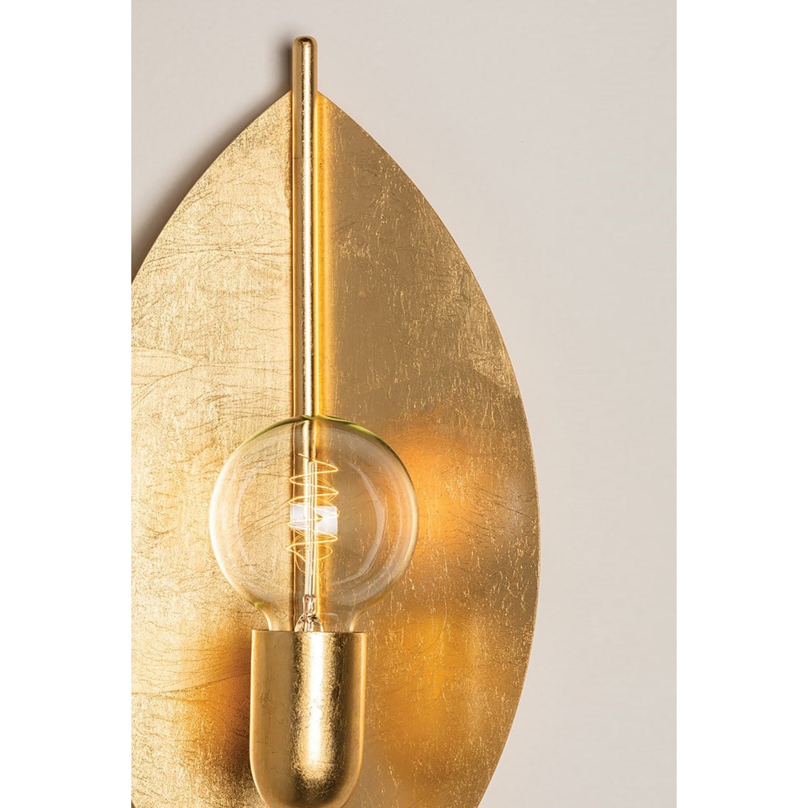 Brass Leaf Exposed-Bulb Wall Sconce