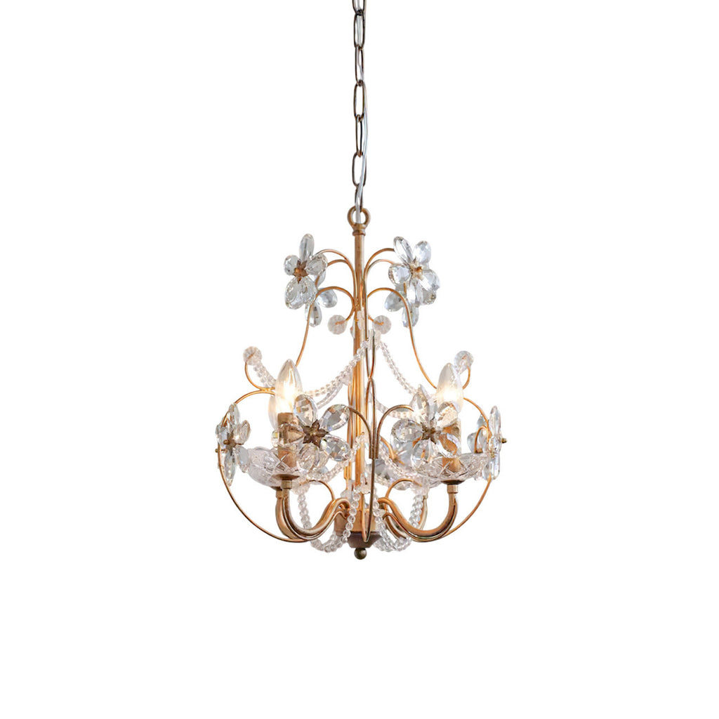 Curved Crystal 4-Light Iron Chandelier