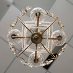 Curved Crystal 4-Light Iron Chandelier