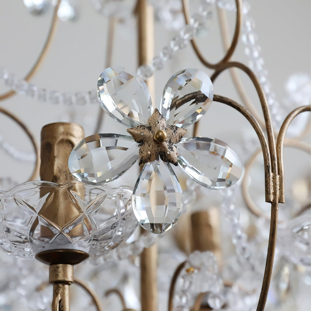 Curved Crystal 4-Light Iron Chandelier