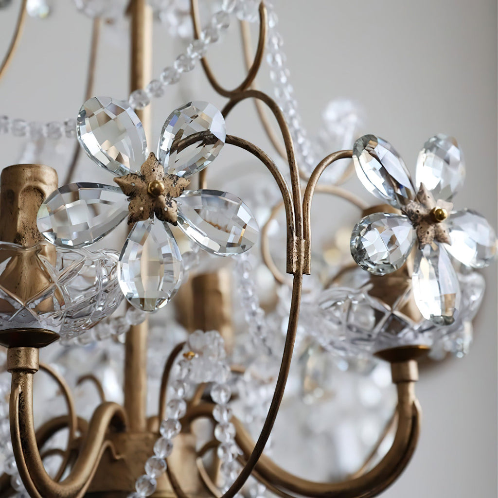 Curved Crystal 4-Light Iron Chandelier