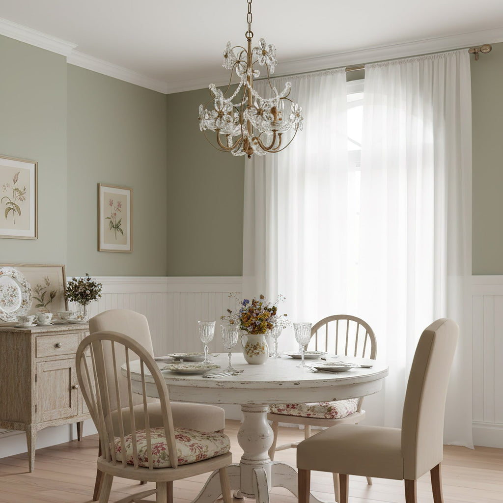 Curved Crystal 4-Light Iron Chandelier