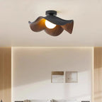 Bela Lotus Ceiling Light | Scandinavian Wood & Iron Flush Lamp