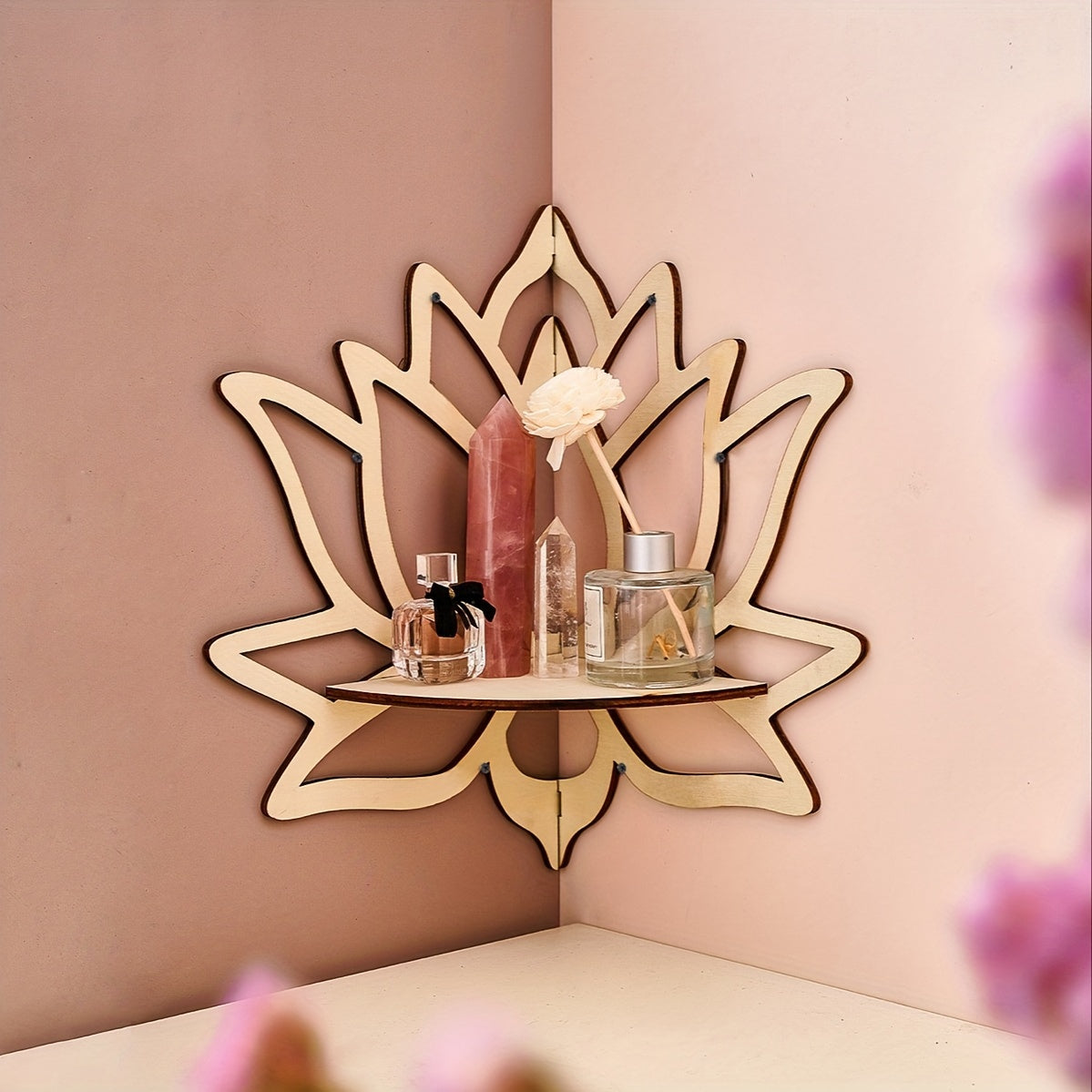 LotusForm: Modern Wall Shelf – Stable, Stylish & Floating in Floral Design for Office & Home