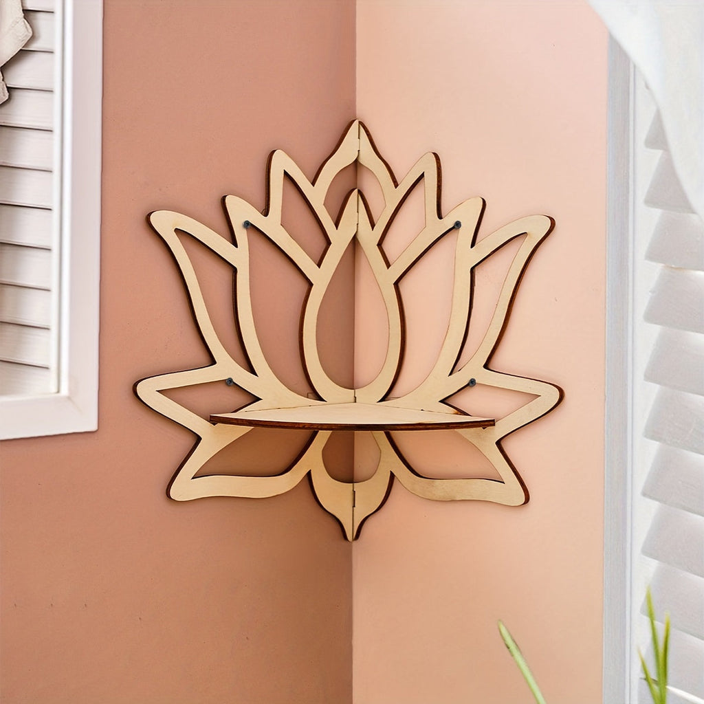 LotusForm: Modern Wall Shelf – Stable, Stylish & Floating in Floral Design for Office & Home