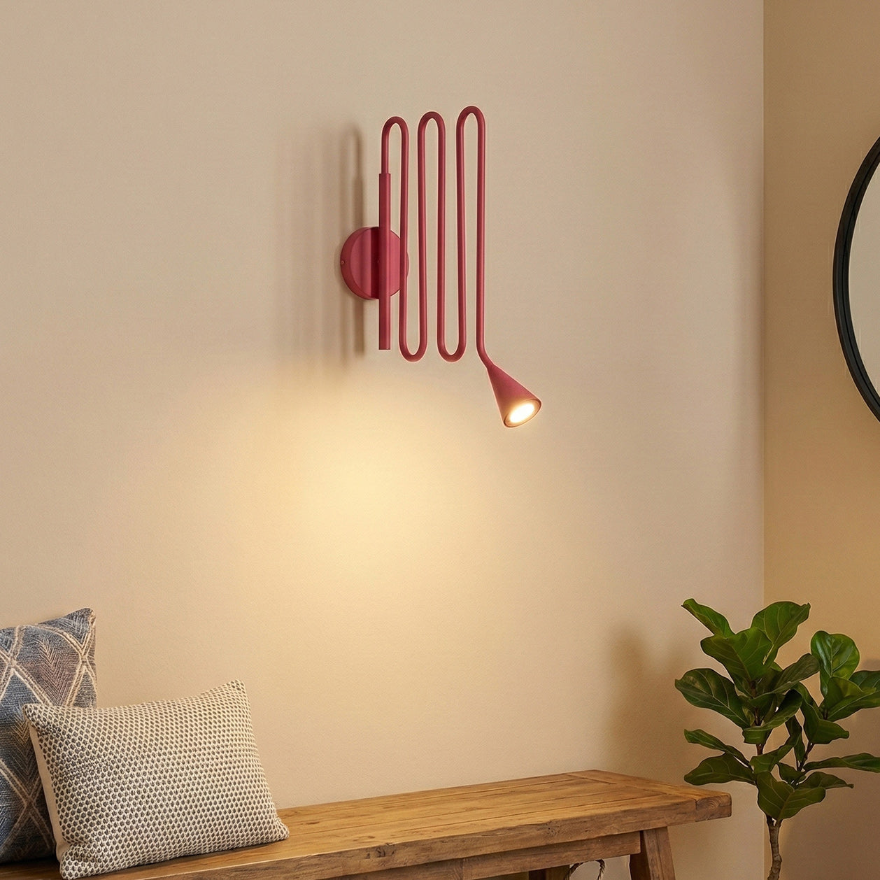 Curved Instrument-Inspired Metal Wall Lamp